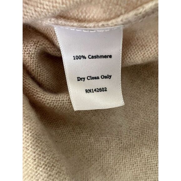 Sail To Sable Sweater Women M Tan Fringe Hem Pullover Soft Cashmere Preppy - Picture 6 of 7